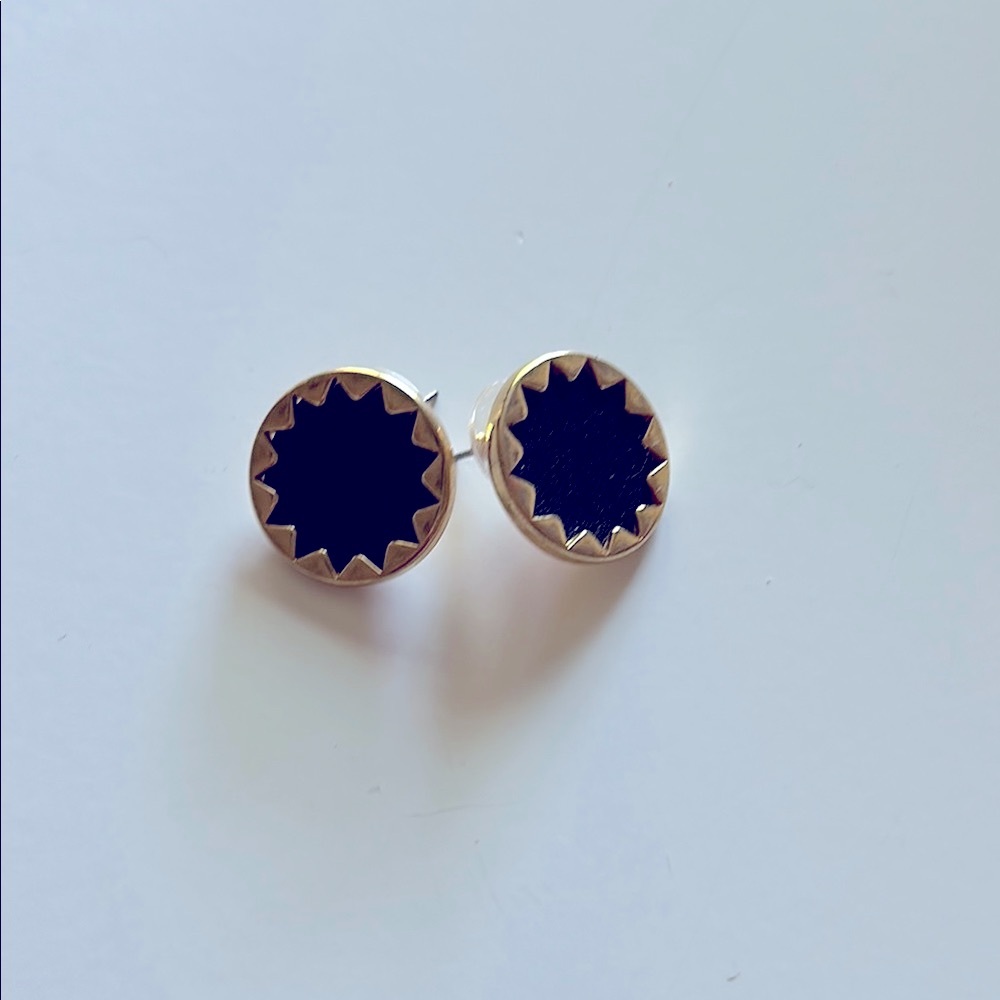 House of Harlow 1960  Gold and Black Round Earrings
